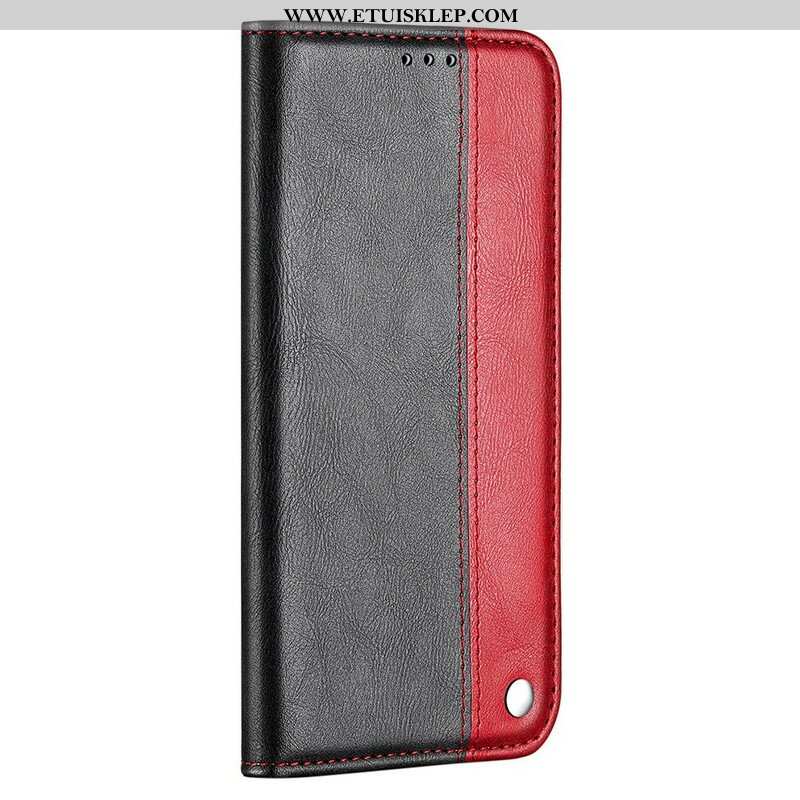 Etui Na Telefon do iPhone 13 Mini Etui Folio Dwukolorowy Efekt Skóry